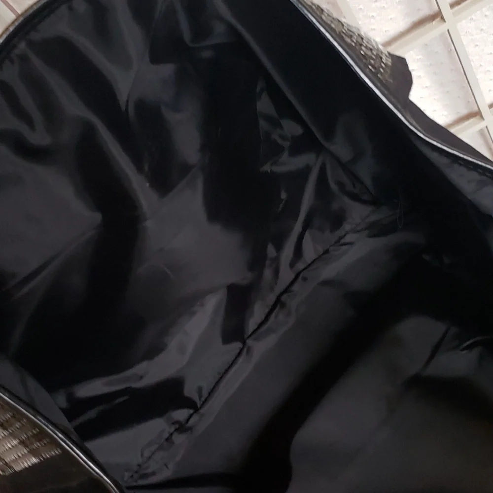 Victoria Secret black canvas with sequin details tote bag